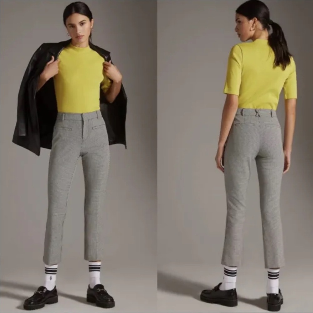 ANTHROPOLOGIE MAEVE Slim Kick Houndstooth Print Cropped Pants
